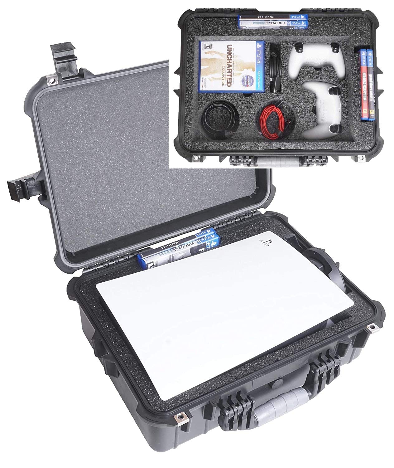 Case Club Case to fit (Gen 1) PS5 - Hard Shell Waterproof Travel Case fits PlayStation 5 Console (Disc or Digital), Controllers, Games, Stand, & Accessories