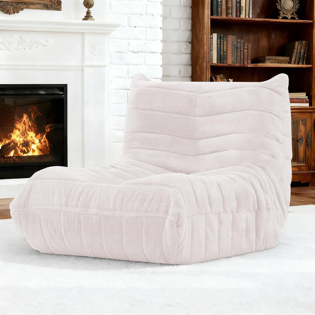 Bean Bag Chair for Adults, Giant Bean Bag Sofa Oversized Beanbag Chairs, Fireside Bean Bag Couch with High Density Sponge Filled Large Bean Bags Chair for Apartment Living Room Bedroom, Light Pink
