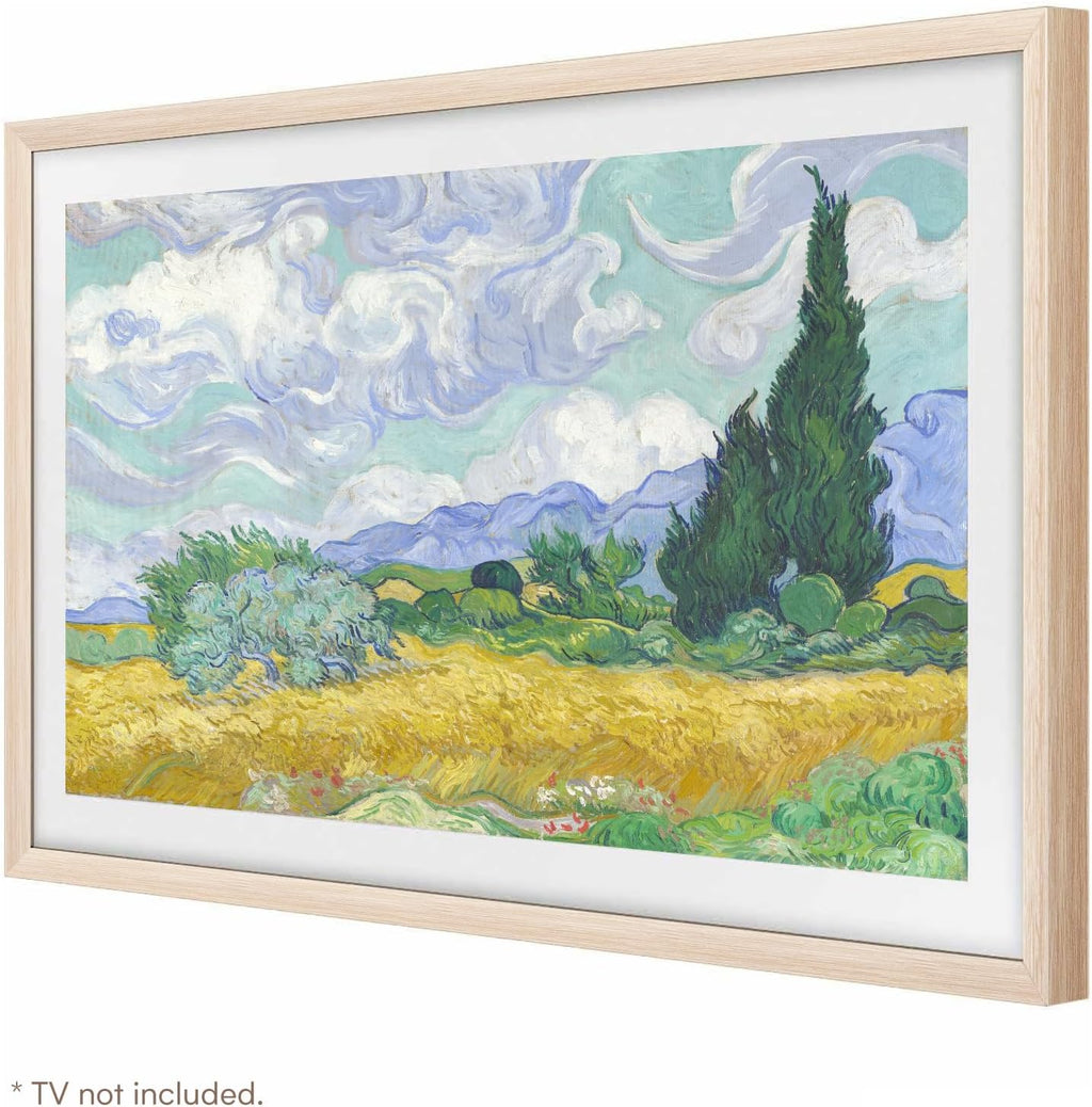 iFFALCON Magnetic Frame Mural TV 75 Inch, Natural Oak Aluminum Alloy Bezel, Tool-Free Snap-On Installation, Custom Fit Decorative Frame Mural TV Series Only