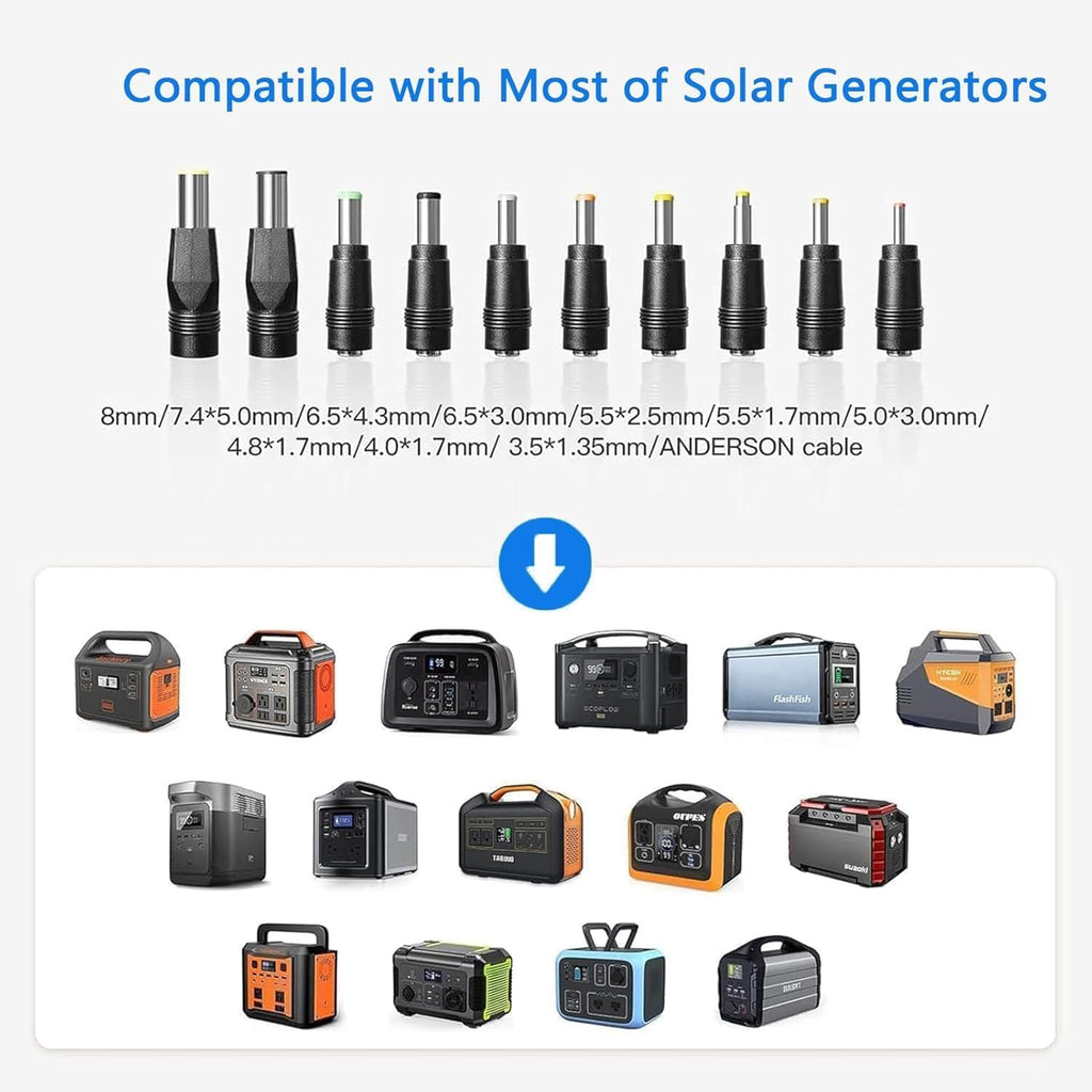 1000W Portable Solar Panel, 72V Foldable Solar Panel 25.8% High Efficiency IP68 Waterproof with 10ft 4-in-1 Cable and 10×DC Adapter for Power Station Camping RV