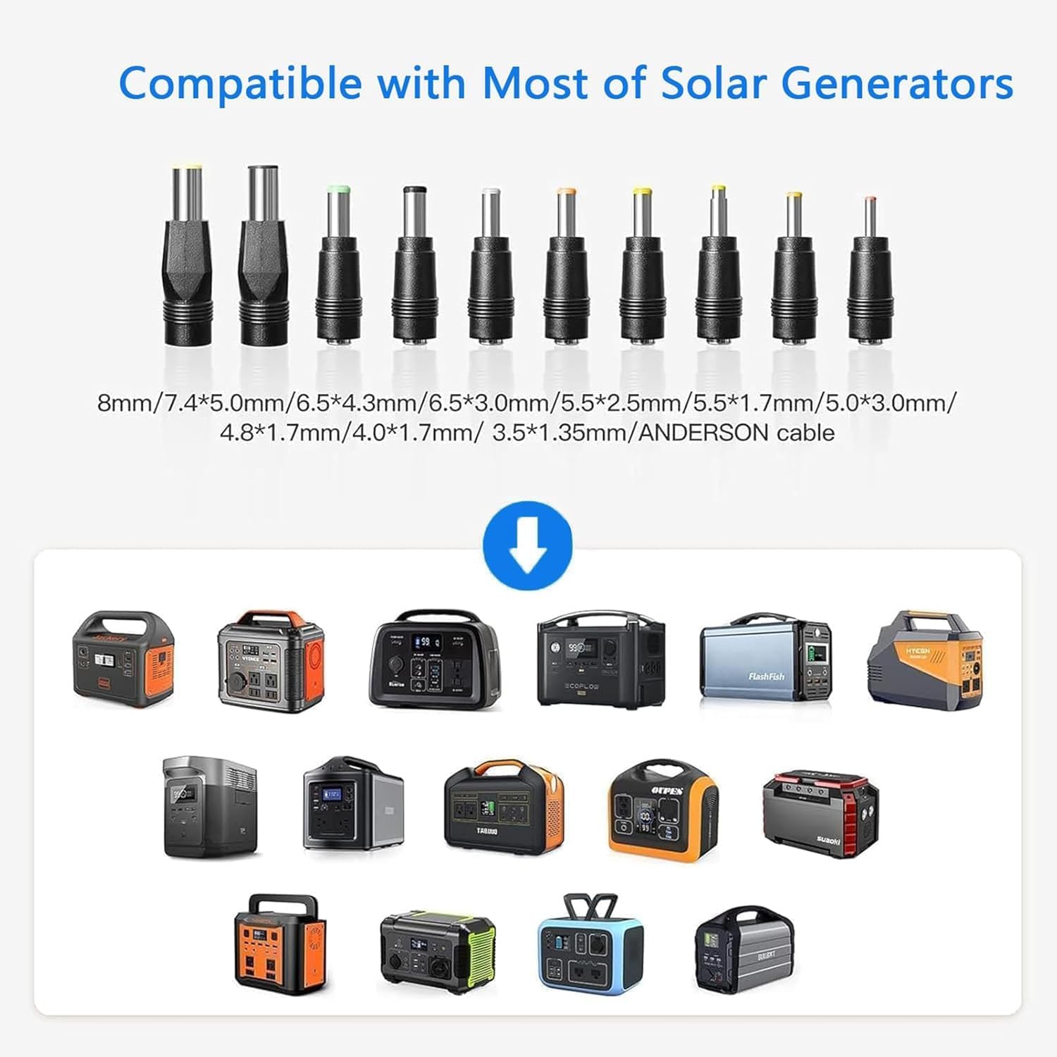 1000W Portable Solar Panel, 72V Foldable Solar Panel 25.8% High Efficiency IP68 Waterproof with 10ft 4-in-1 Cable and 10×DC Adapter for Power Station Camping RV