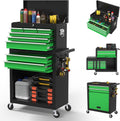 High Capacity Rolling Tool Boxes with Wheels and Drawers, 8-Drawer Storage Cabinet,Detachable Organizer Combo,Mobile Lockable Toolbox for Workshop Mechanics Garage (Blackgreen)