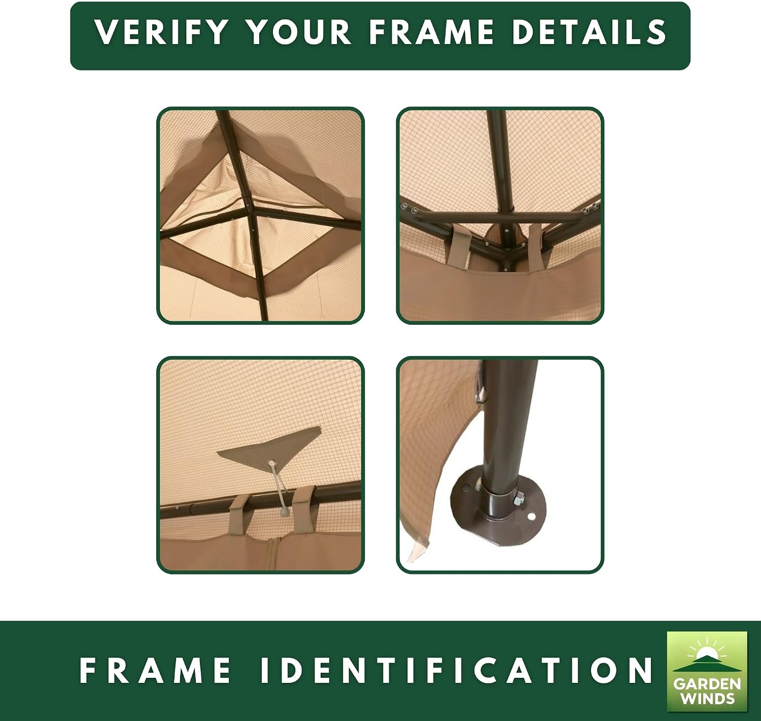 Garden Winds Heavy Duty Reinforced RipLock 500 Replacement Canopy Top Cover Compatible with Abba Patio 10' x 10' Gazebo Model APG233MBW - Beige