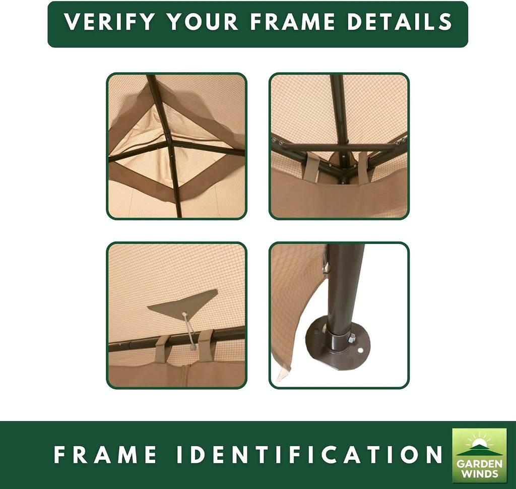 Garden Winds Heavy Duty Reinforced Replacement Canopy Top Cover Compatible with The APG233MBW ABBA Patio 10' x 10' Gazebo - Classic Sand, Riplock 500