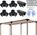 Pergola Bracket kit,3-Way Right Angle Corner & T-Shaped Flat Bracket for 4' x 4' (Actual: 3.5' x3.5'') Wood Beam for Outdoor Gazebos,Patio Pergolas,Log Cabins - 6Pack