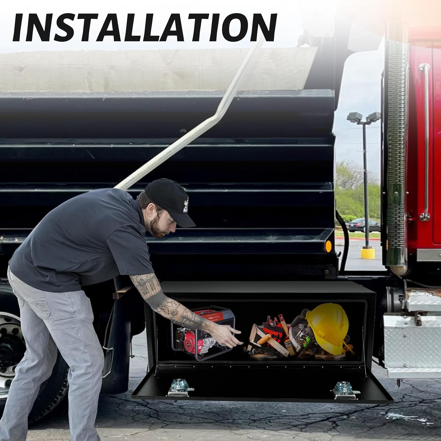 30 Inch Underbody Tool Boxes 2 Pack, 30'x 18'x 18' Heavy Duty Under Body Steel Toolbox for Truck Storage with T-Handle, Lock and Keys, Black (Pack of 2)
