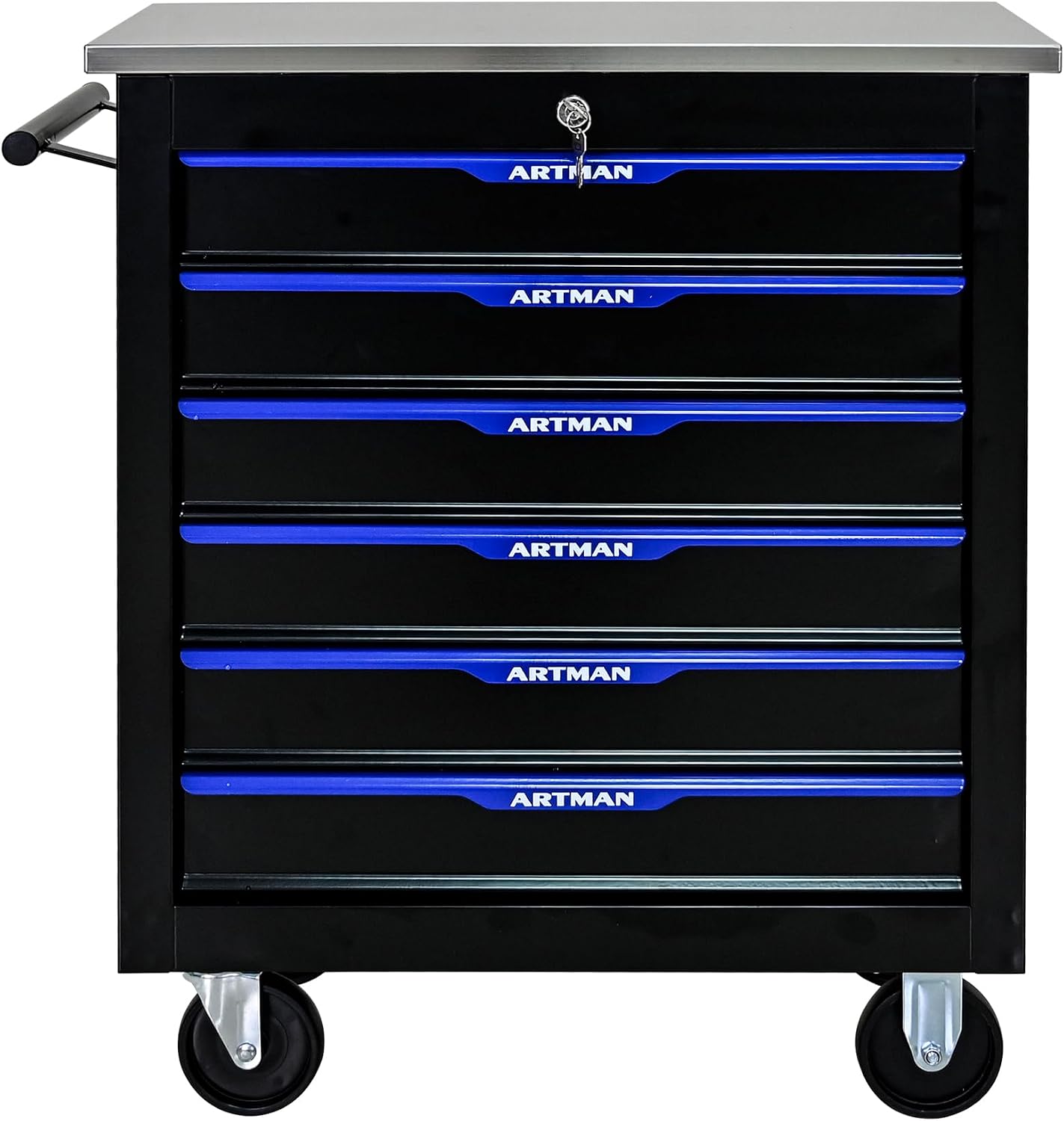 6 Drawers Rolling Tool Chest Cart PLUS ,Tool Storage Cabinet With 4 Wheels.Tool Cabinet Trolley With Locking System and Stainless Steel Countertops.Tool Storage Cart for Garage,Workshop,Warehouse