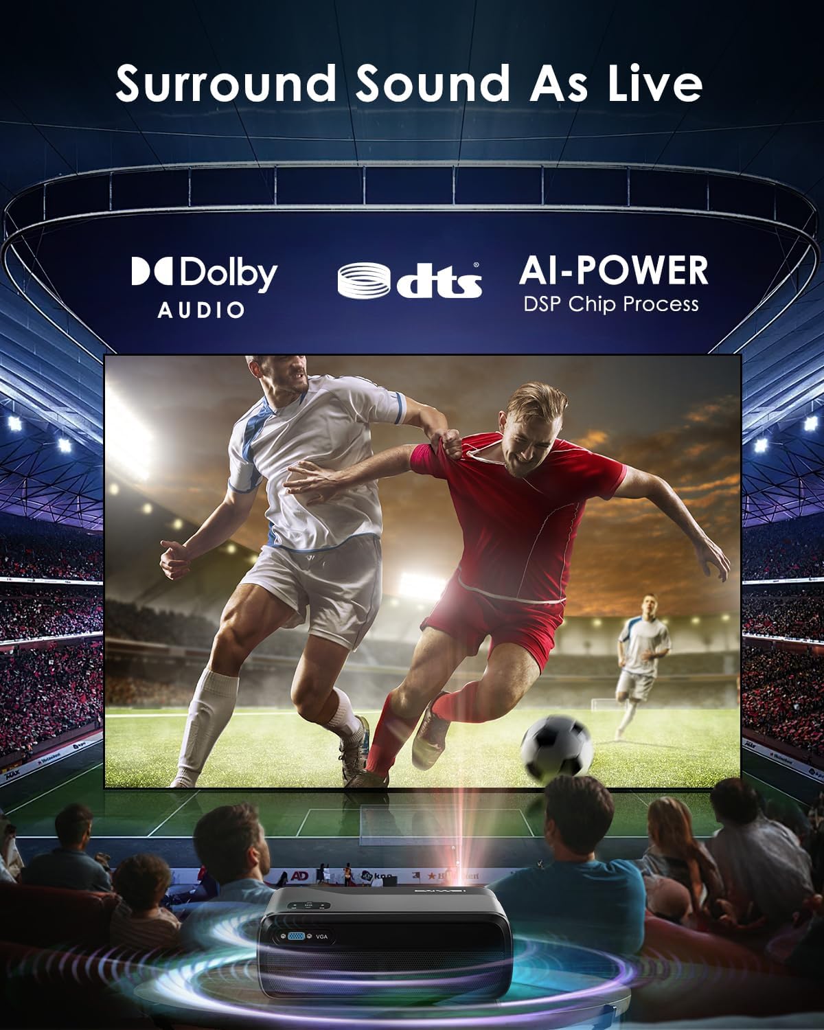 4K Decode Home Theater Projector HDMI 2.1, ARC, Google TV OS, Portable Smart Bedroom Movie Gaming Projector 4K HDR, with WiFi 6, Bluetooth, Dolby Audio, Voice Control, Apps, Auto Focus, ZOOM, 1400ANSI