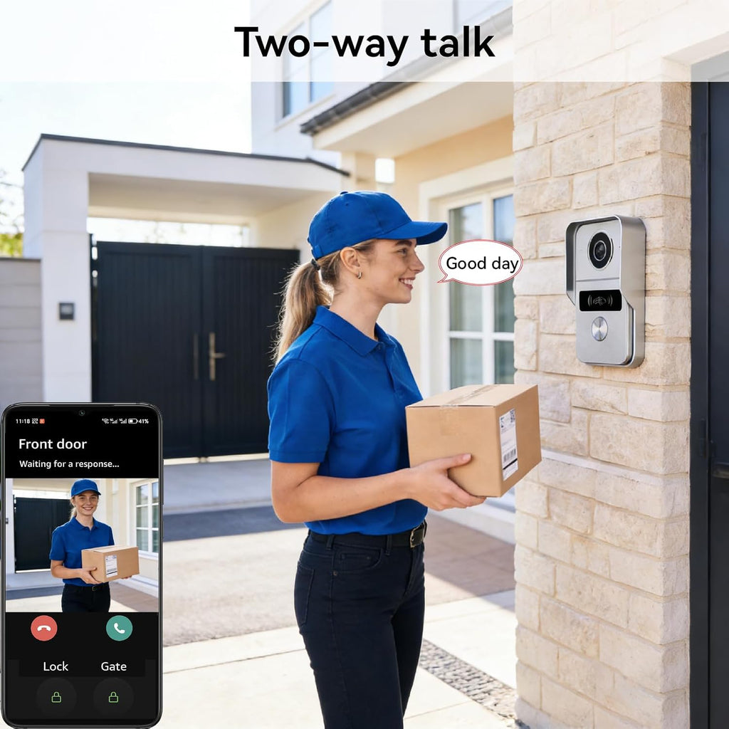 2 Wired Video Intercom System, 7 Inches Video Doorbell Camera with Monitor, Wired Video Door Phone HD Camera Kits Support tuya, Two Way Talk, Video Recording, Remote Unlock for Smart Home