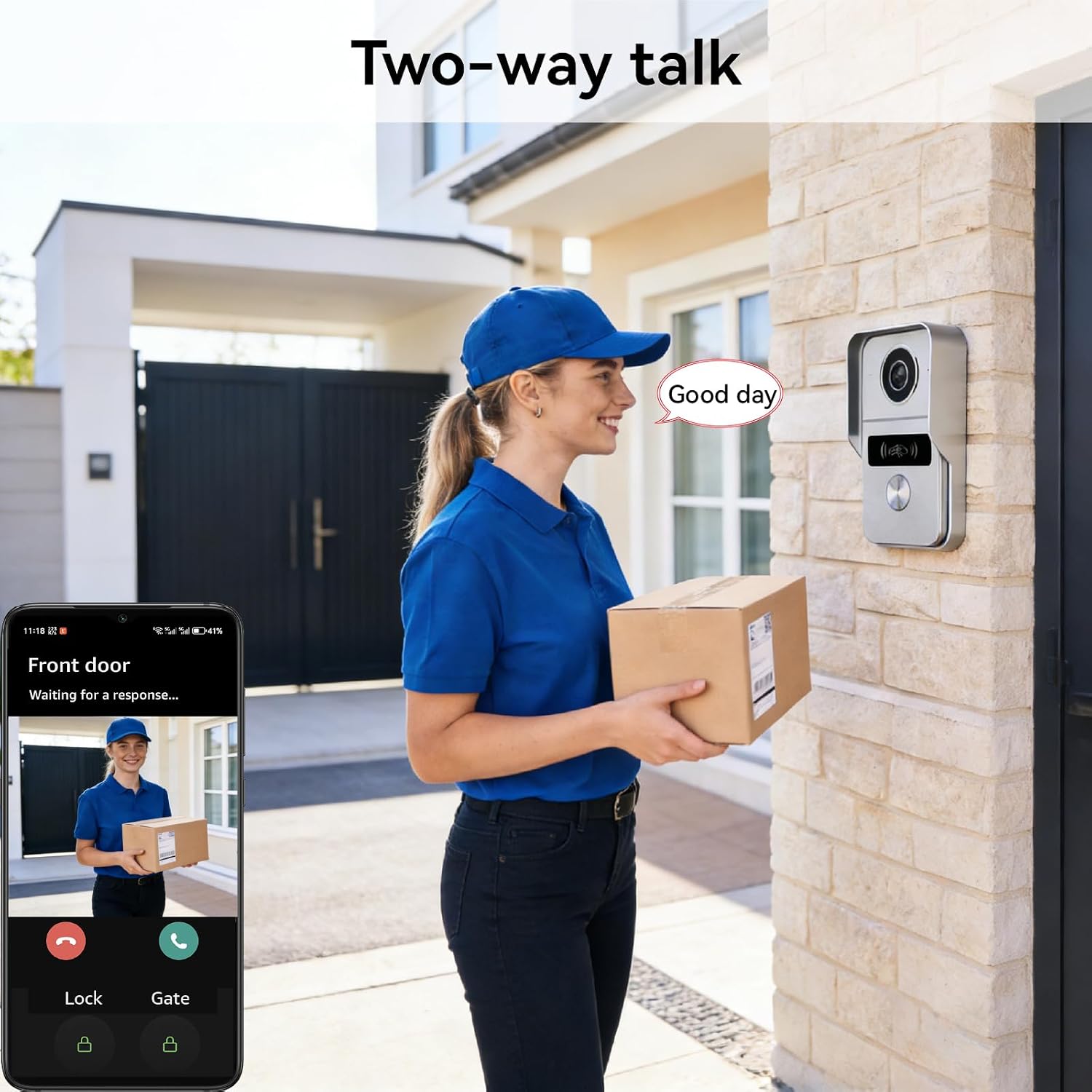 2 Wired Video Intercom System, 7 Inches Video Doorbell Camera with Monitor, Wired Video Door Phone HD Camera Kits Support tuya, Two Way Talk, Video Recording, Remote Unlock for Smart Home
