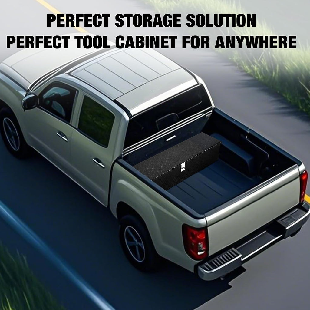 Garvee 39 in Heavy Duty Aluminum Diamond Plated Tool Box Pick Up Truck Bed RV Trailer Toolbox Square Storage Organizer with Side Handle, Lock and Keys, Waterproof -39 in x 13 in x 10 in