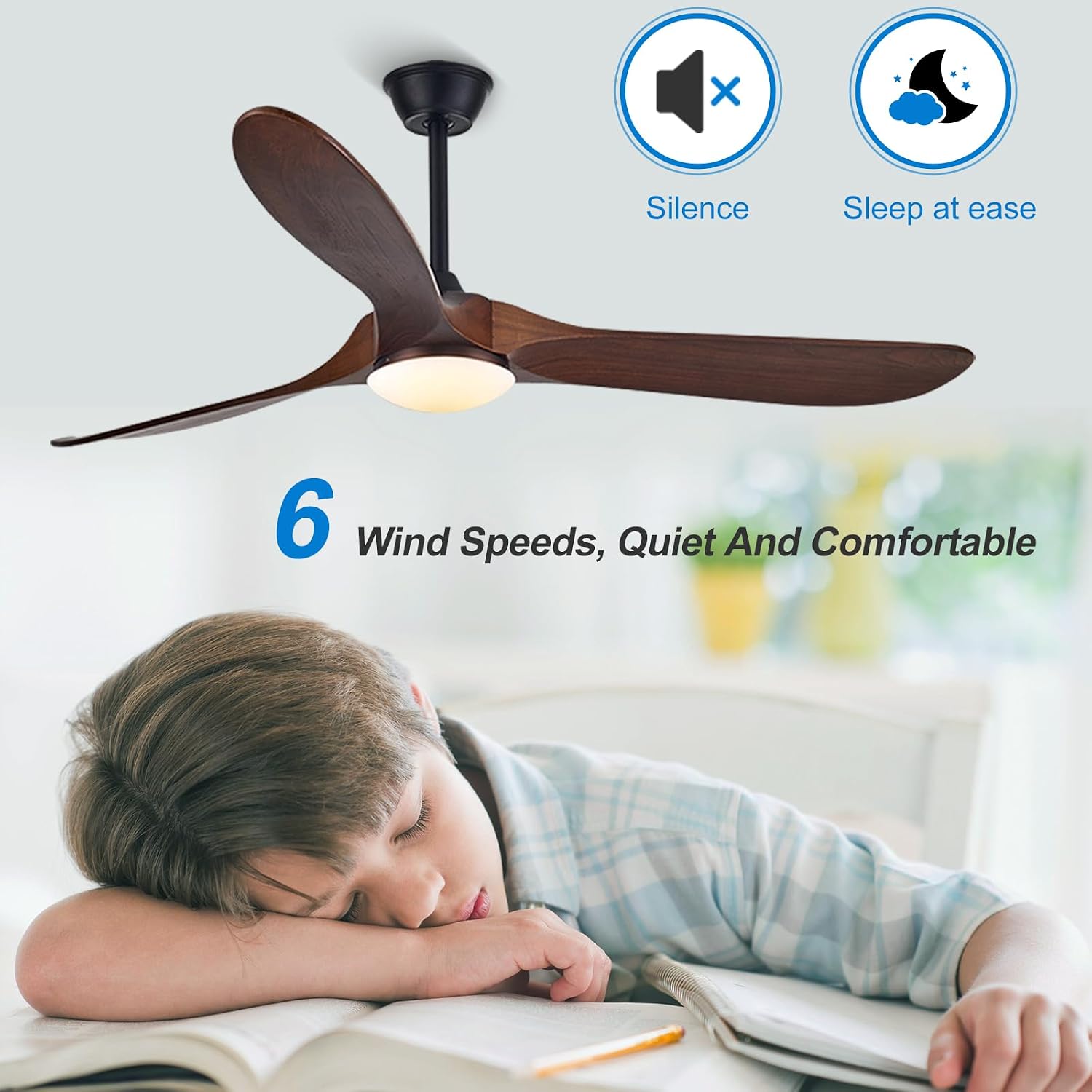 70 inch Large Ceiling Fan with Lights, Outdoor Ceiling Fan for Patio Damp Rated, 3 Blades Propeller Wood Ceiling fans with light, Reversible Quiet DC Motor for Exterior Porch Farmhouse Gazebo