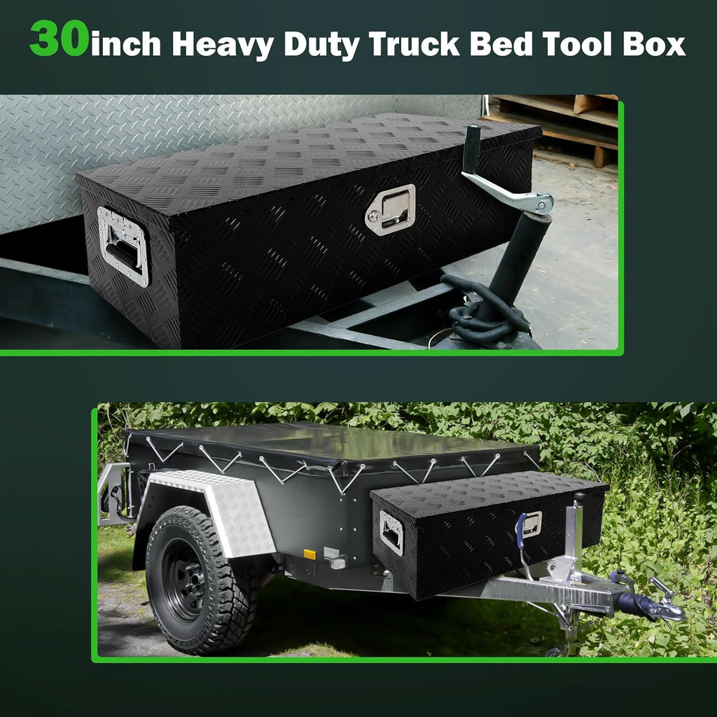 SCITOO 30 Inch Aluminum Heavy Duty Truck Bed Tool Box,Diamond Plate Crossover Storage for Most Full Size Pickups,Lockable Weatherproof Chest,Fits 30' Truck Beds,Easy Access to Load and Unload