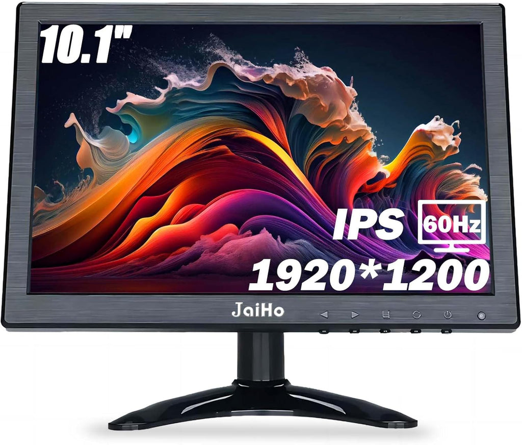 JaiHo 10.1-Inch Small IPS Monitor 1920x1200 Full HD Portable Screen with Mirror Flip, 400-600 Nits High Brightness Security Display for 3D Printer Teleprompter Raspberry Pi, Metal Housing, Remote