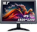 JaiHo 10.1-Inch Small IPS Monitor 1920x1200 Full HD Portable Screen with Mirror Flip, 400-600 Nits High Brightness Security Display for 3D Printer Teleprompter Raspberry Pi, Metal Housing, Remote