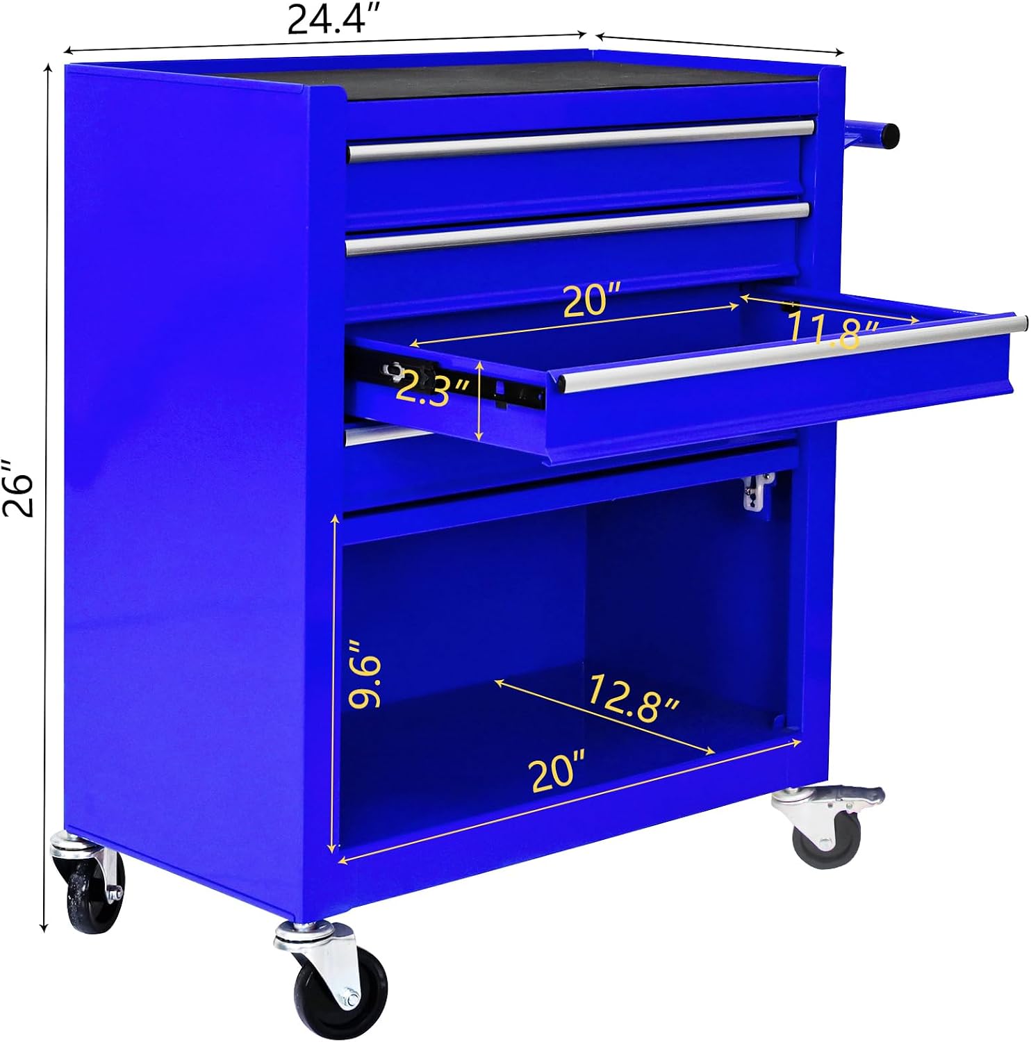 4 Drawers Rolling Tool Chest Cart. Tool Storage Cabinet with 4 Wheels.Tool Cabinet Trolley with Locking System and Drawer Liners.Tool Storage Cart for Garage,Workshop.Toolbox Cart-Blue Plus