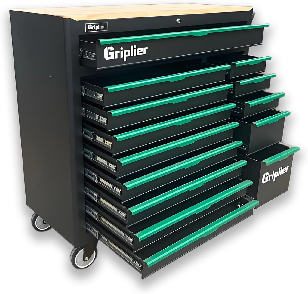 14-Drawers Rolling Tool Chest with Wood Workbench,Brake Casters,Lock & Key,Heavy-Duty Steel Tool Cabinet Storage, for Home,Garbge or Workshop Use (14 Drawers)