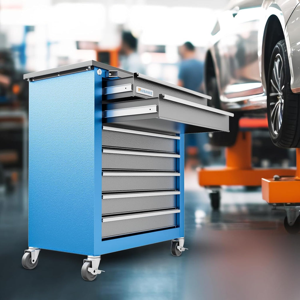 LARBANKE Tool Chest,7-Drawer Rolling Toolbox Chest,Rolling Tool Chest on Wheels with Keyed Locking System,and 4 Foot Pad,Tool Chet can be Combined Cabinet Set with 5-Drawer Tool Chest,for Garage