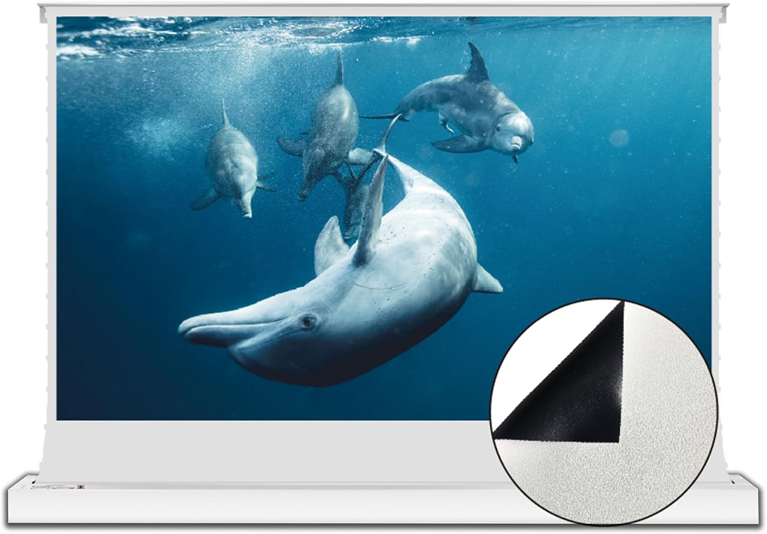 VIVIDSTORM-Screen Projector Motor Rollable Foldaway Portable Screen with White Cinema PVC, 4k 3D HD Gaming/Office Room,Compatible with Standard Projector,VWSDSTWA92H