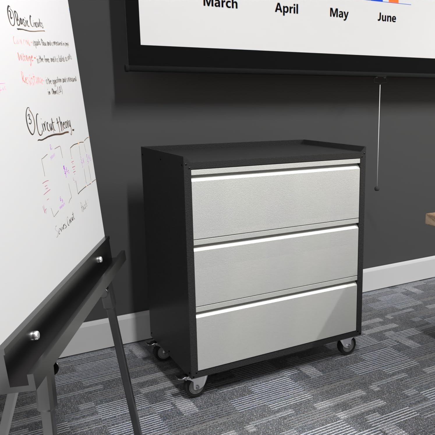 3 Drawer Rolling Garage Storage Cabinet, Small Metal Tool Cabinet with Drawer, Tool Chest & Cabinet for Workshop, Garden, Home, Office, Assembly Required, Black/Gray