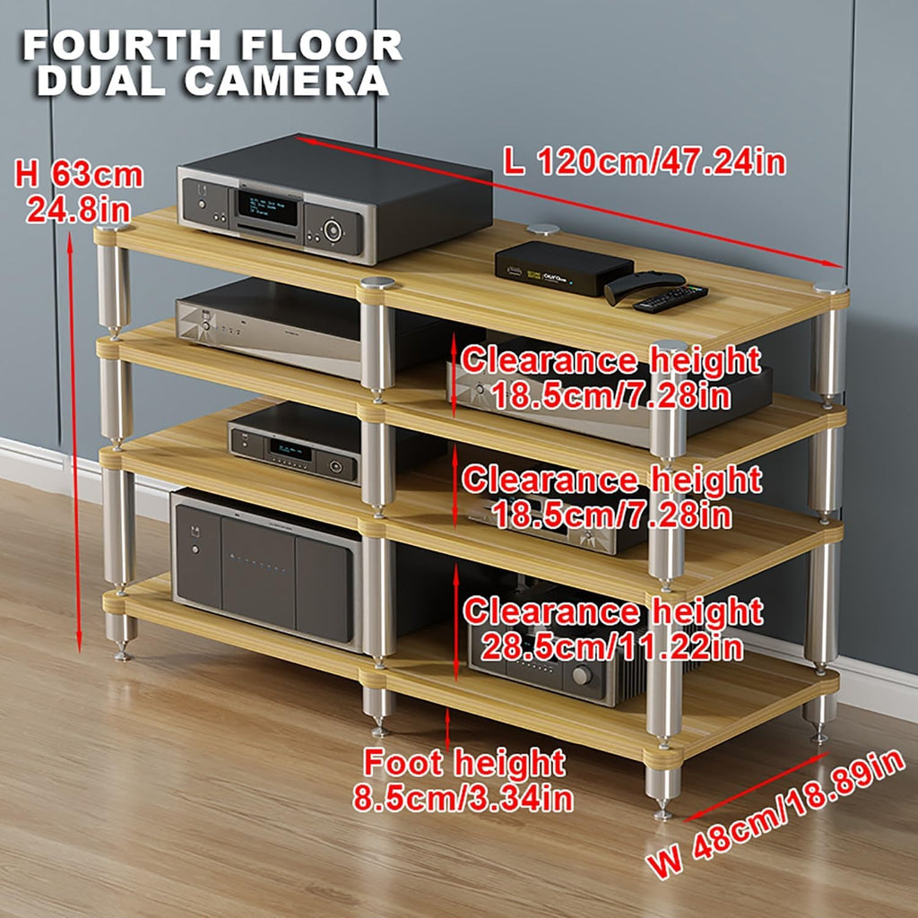 Gaming Shelf & Media Stand - Stylish Portable Wooden Audio Rack Tower for Projector, DVD Player, Game Console, Cable Box - Space-Saving Storage Solution