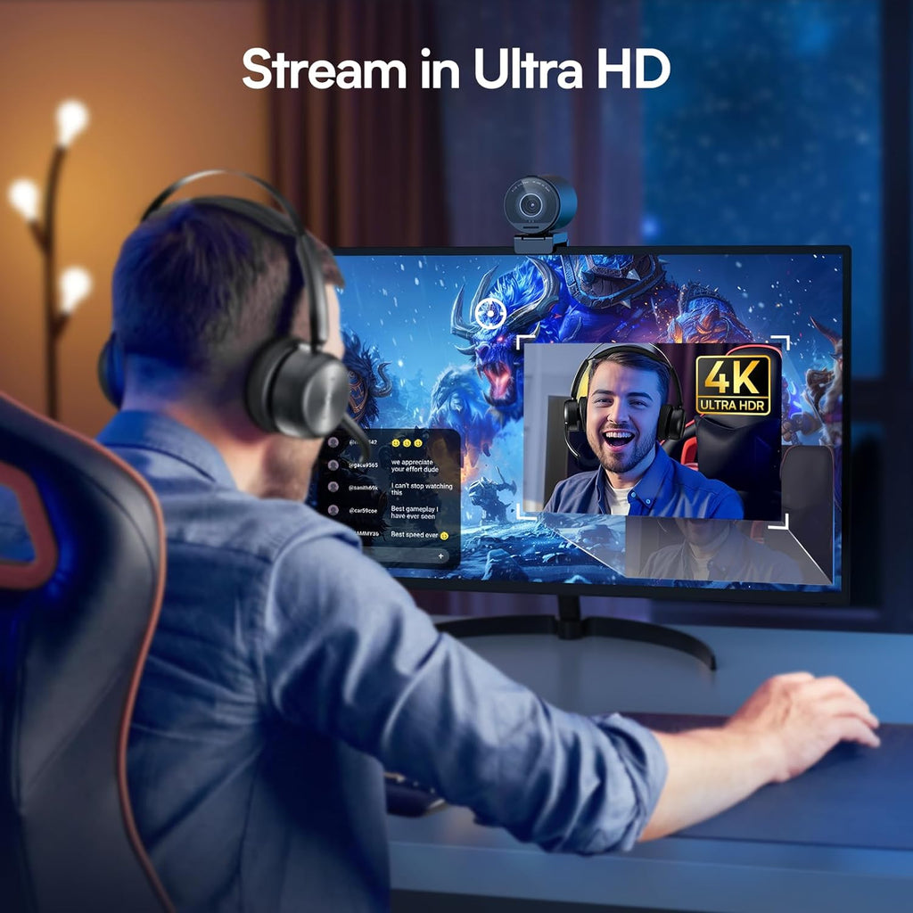 EMEET SmartCam S800 4K Webcam for Streaming, 1/2'' Sensor, Supports HDR, PDAF&TOF Dual-autofocus, 1080P@60fps, 2 Noise-Cancelling Mics, 40°-73° FOV, Perfect for Live Streaming & Online Meetings