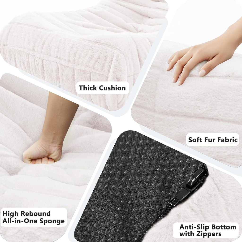 Bean Bag Chair for Adults, Giant Bean Bag Sofa Oversized Beanbag Chairs, Fireside Bean Bag Couch with High Density Sponge Filled Large Bean Bags Chair for Apartment Living Room Bedroom, Light Pink