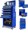 13-Drawer Tool Chest with Wheels,2 in 1 Detachable Rolling Tool box with Drawers,Large ToolBox with Lock,Mobile Steel Tool Cabinet Storage for Warehouse,Garage-Blue