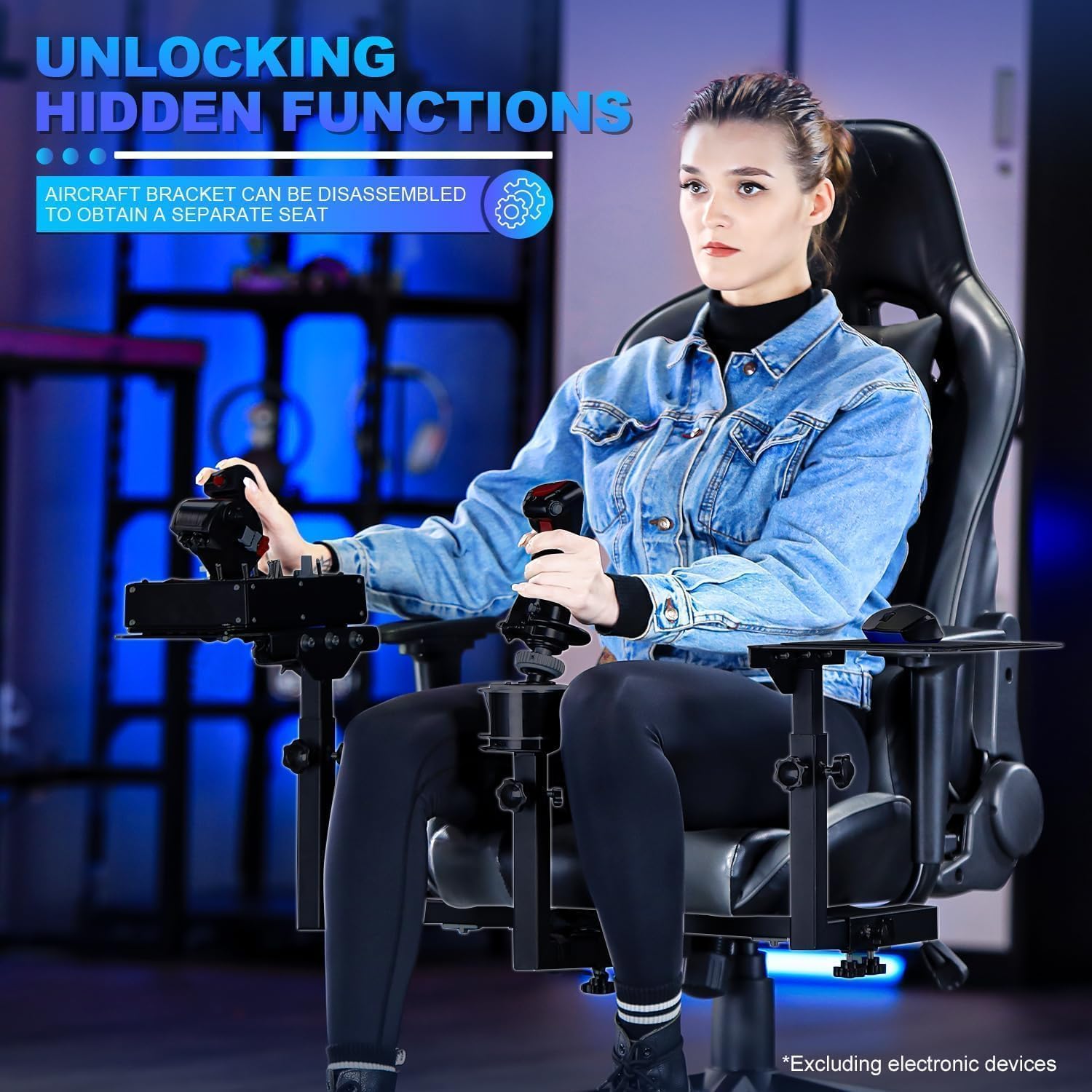 Marada Flight Joystick Hotas Mount with Chair Adjustable Fit for Thrustmaster, for Logitech X56 X52, for Hotas Warthog, More Stable Flight Simulator Cockpit with Seat, Not Include Gaming Devices