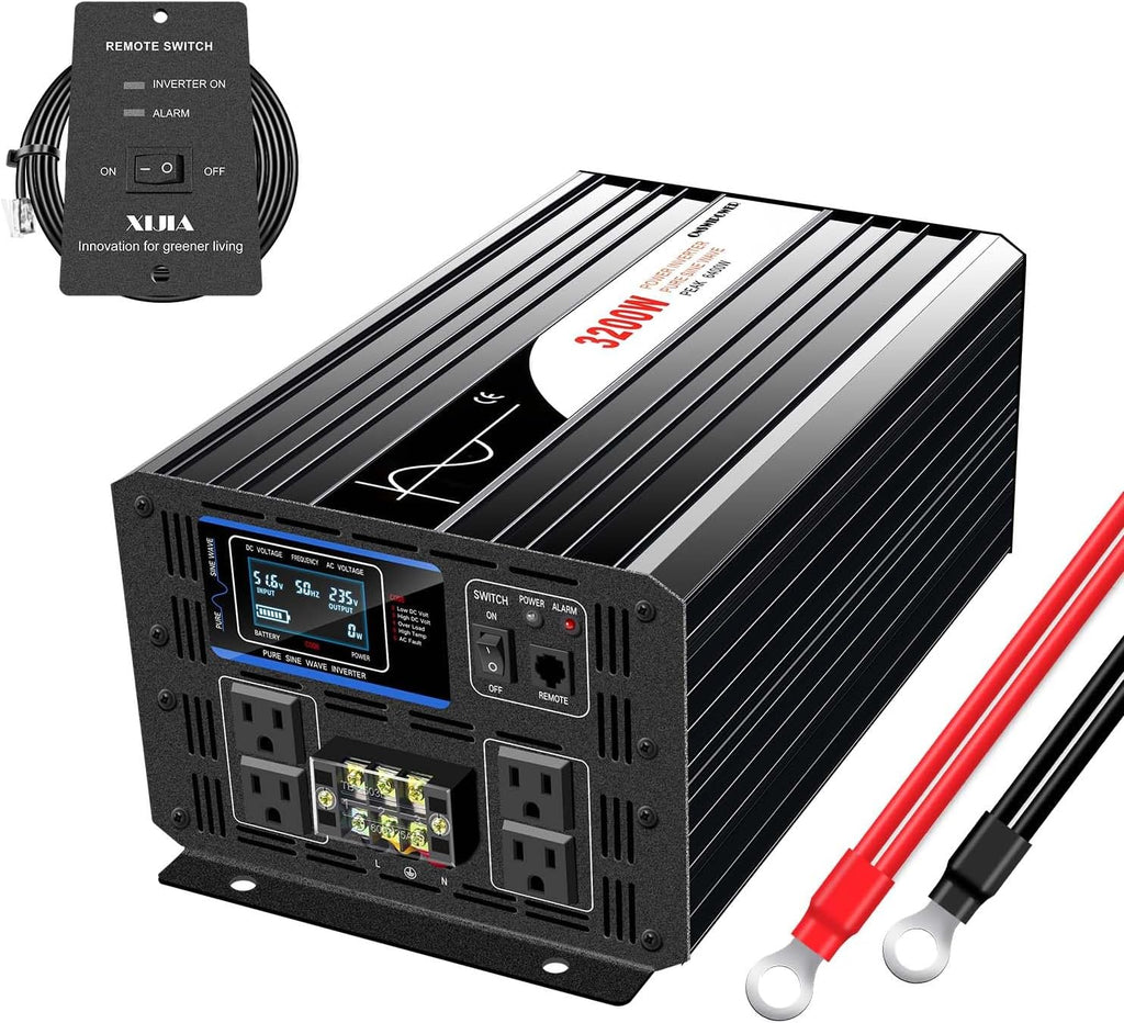 Xijia 3500W Pure Sine Wave Inverter 12V DC to 120V AC Converter for Off-Grid Solar System, Home Backup, RV, Truck – High Efficiency, Low Idle Power, Strong Load Capacity,Surge 7000W