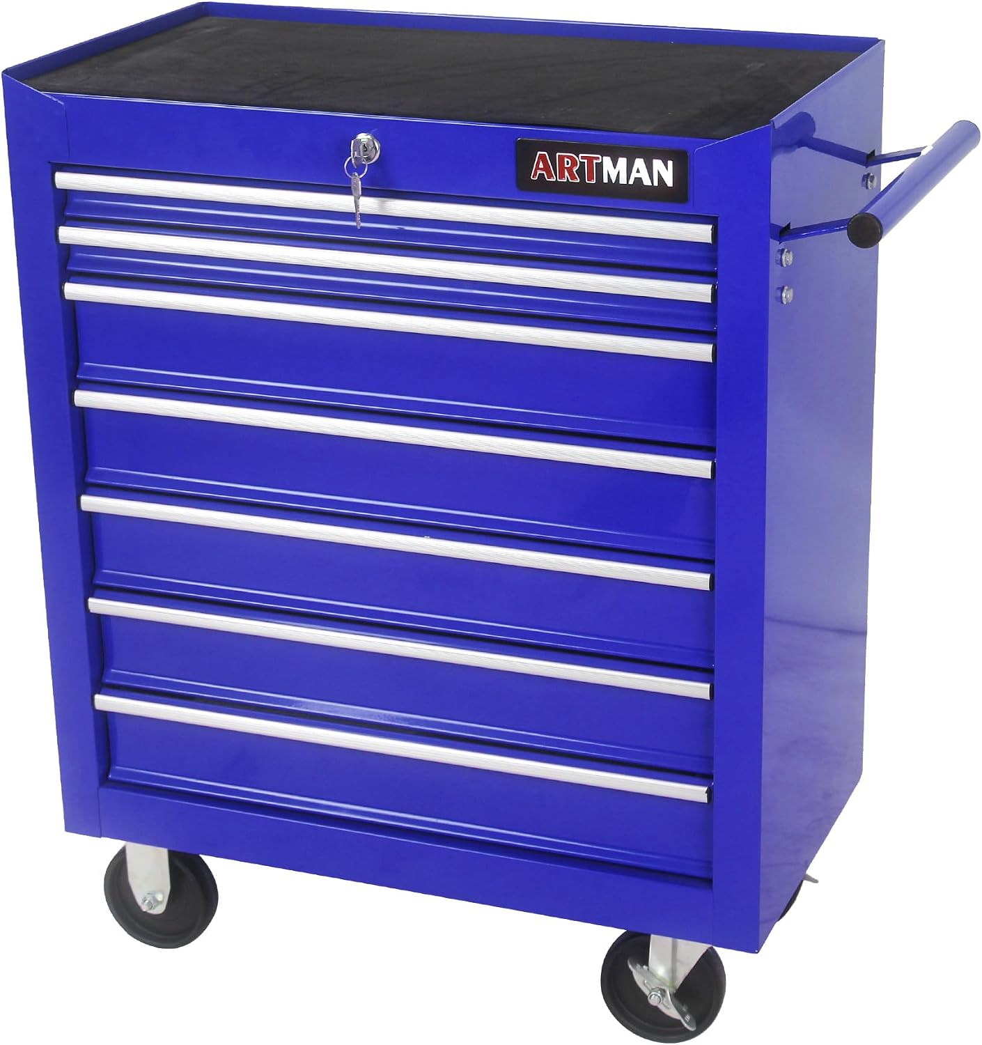 Rolling Tool Chest with 7-Drawer Tool Box with Wheels Multifunctional Tool Cart Mechanic Tool Storage Cabinet for Garage, Warehouse, Workshop, Repair Shop (Blue)