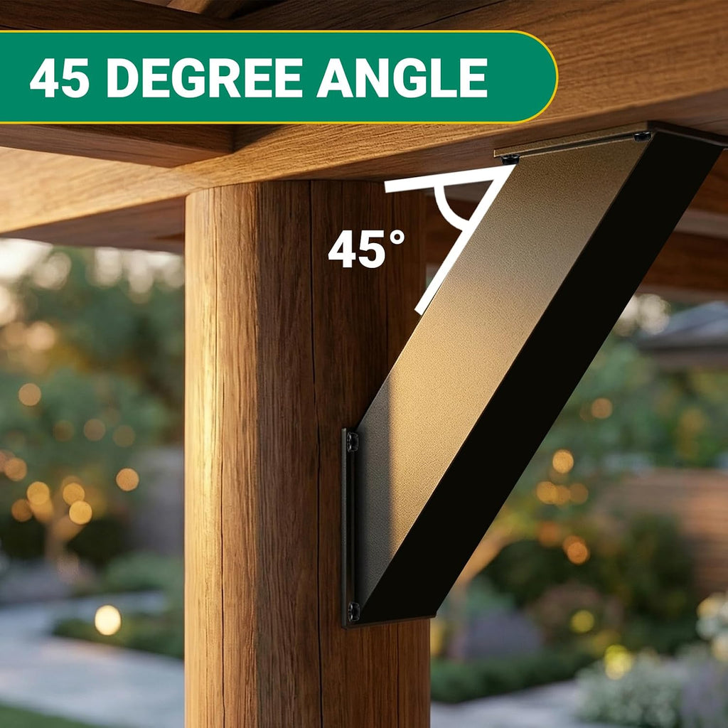 Heavy Duty 4''x4'' (Actual: 3.2''x3.2'') Integrated Arc 45° Angle Support Bracket for Gazebos, Decks, Porches (8 Pack, 4'X4')