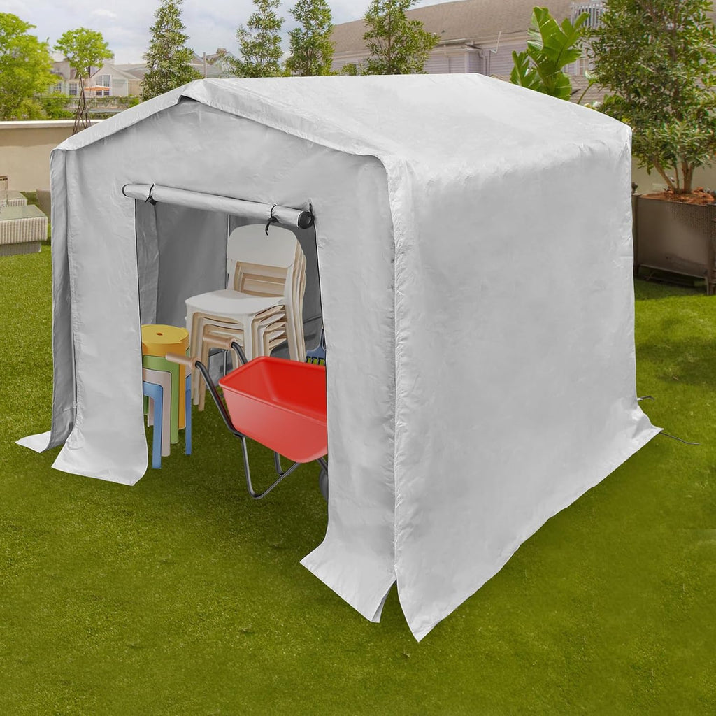 8X8Ft Portable Car Port with Roll-Up Windows Reinforced Portable Garage Heavy Duty Carport Shelter Car Canopy for Outdoor Garden (Grey, 8x8x8Ft)