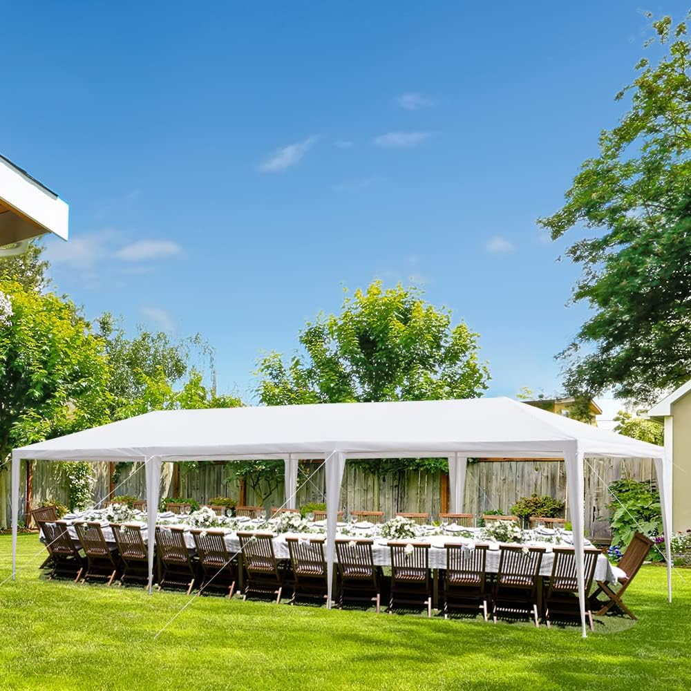 Outdoor Party Tent Wedding Birthday Tents for Parties Canopy Tent with Removable Sidewalls & Transparent Windows Outside Gazebo Event Tent for Garden Patio and Backyard (10'x30' Without Sidewalls)