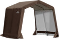 ShelterLogic 10' x 10' x 8' 3-in-1 Outdoor Loafing Shed Animal Shelter with Waterproof Cover, All-Weather Outdoor Storage Shed for Animals, Agriculture, and Farm Equipment, Brown