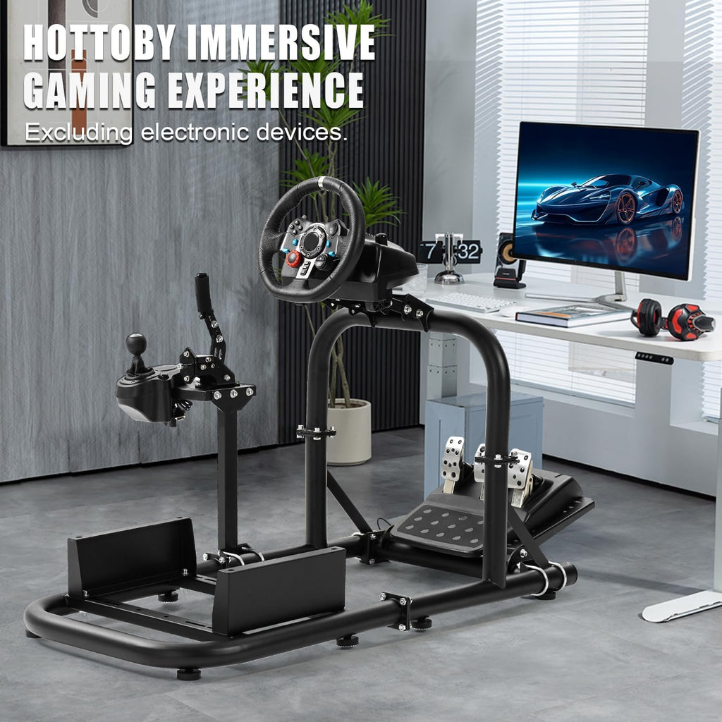 Hottoby Racing Simulator Cockpit 50mm Round Tube Driving Gaming Cockpit Fit for Logitech, Thrustmaster, Fanatec, PC, PS4, Xbox, Seat Pedal Wheel Not Included