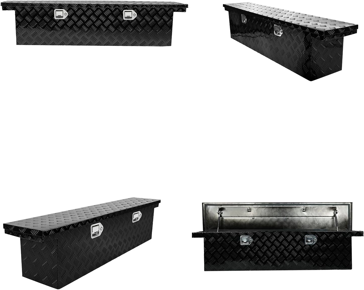 Crossover Tool Box Deep 14' H x 12' D x 60' L Waterproof Lockable Aluminum Black Truck Storage Box Compatible with Chevy Colorado,Ford Ranger,GMC Canyon（For Mid-Size Trucks