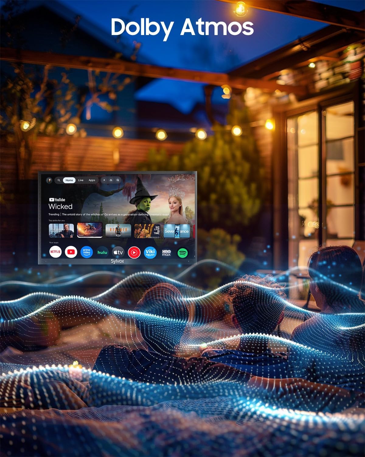 SYLVOX Outdoor TV, 75-Inch Waterproof Smart TV, 2000 nits Full Sun TV, 4K, Dolby Atmos, HDR10, Weatherproof Television with Voice Assistant Remote (Pool Pro 2.0, Latest Model)
