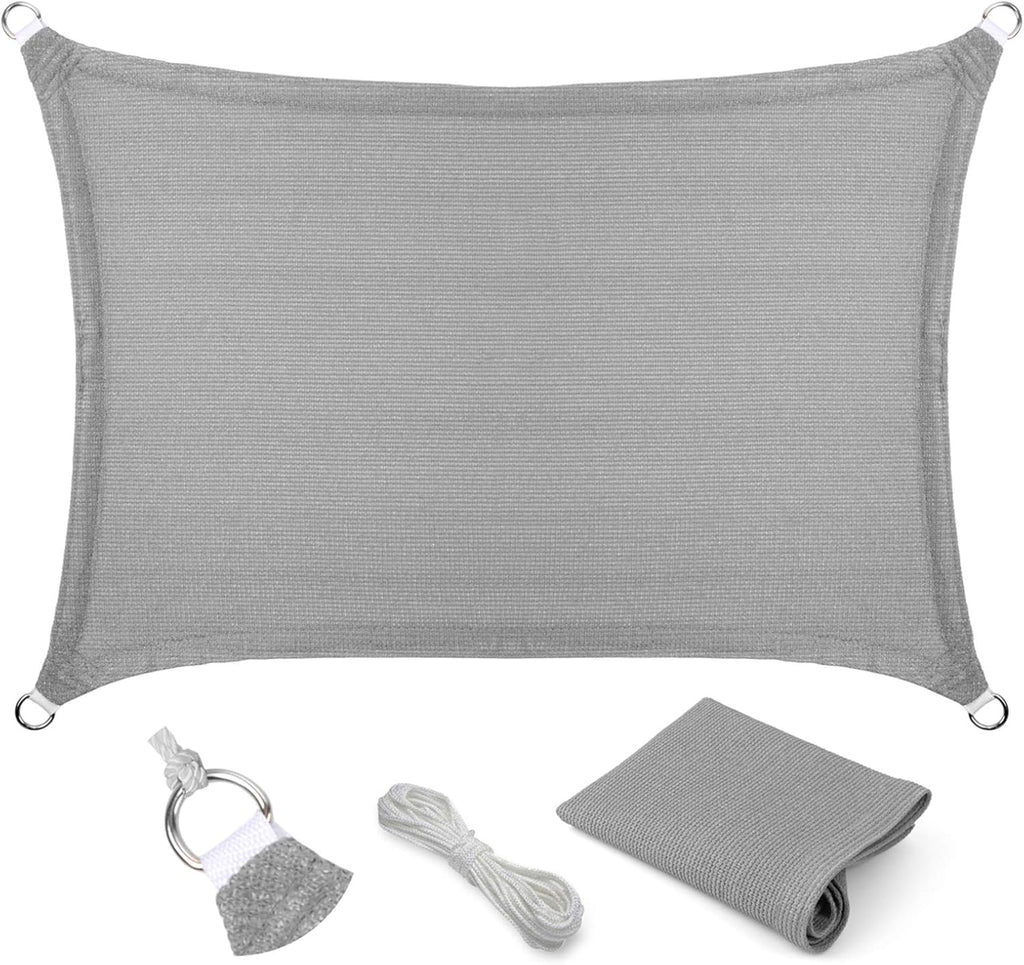 Eden's Decor Rectangular Grey 12' X 16' Sun Shade Sail UV-Blocking Outdoor Shade for Patio Backyard Pergola