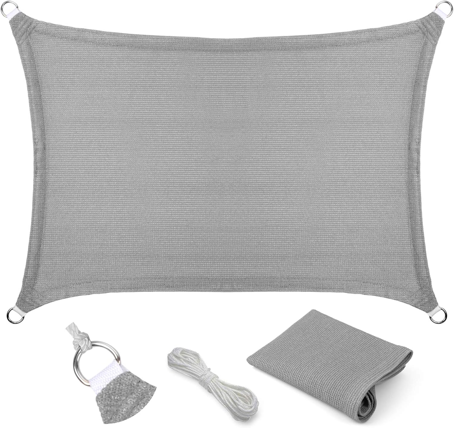 Eden's Decor Rectangular Grey 12' X 16' Sun Shade Sail UV-Blocking Outdoor Shade for Patio Backyard Pergola