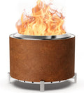 OutVue Stainless Steel Smokeless Fire Pit, Outdoor Smokeless Firepit, Wood Burning Fire Pits for Bonfire, Patio, Camping, Low Smoke Firepit for Outside (Rusty, 27 Inch)