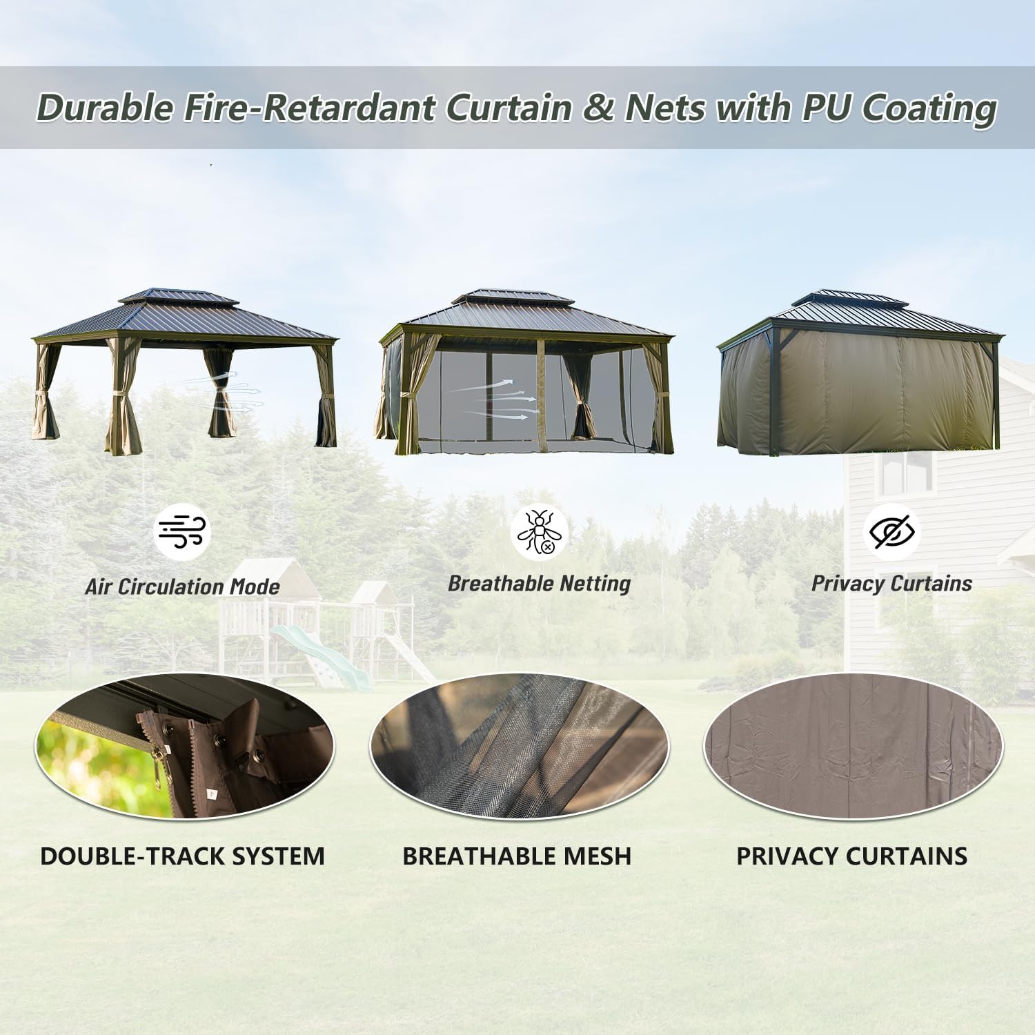 LifeSky 12x16 Hardtop Gazebo Aluminum Frame: Outdoor Metal Gazebo with Galvanized Steel Roof & Double Canopy - Weatherproof Shelter for Patio Dining & Backyard Events