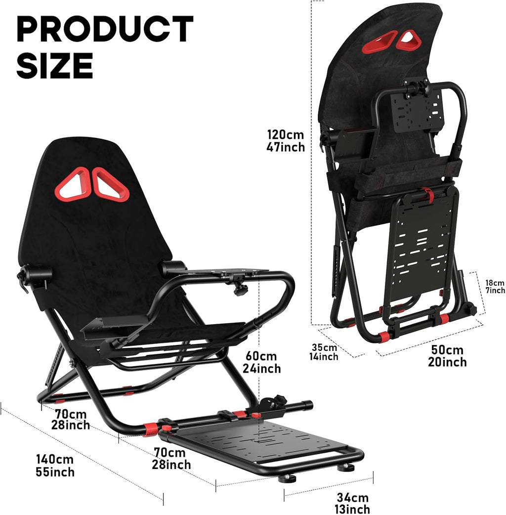 DIWANGUS Racing Simulator Cockpit Foldable Racing Wheel Stand with Seat Chair Sim for Logitech G29 G920 G923 G27 G25 Thrustmaster T248X T248 T300RS T150 458 TX Xbox PS4 PS5 Accessories