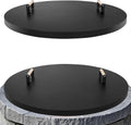 Fire Pit Lid Cover Round - 34' Rust Resistant Powder Coated Steel Firepit Cover or Table with 2 Wooden Handles for Patio Fire Pit, Weatherproof for All Seasons, Fits Fire Pits Up to 32'