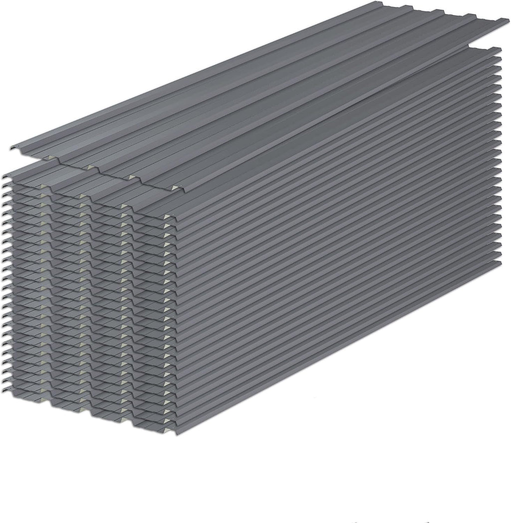 Roof Panels 10 pcs L60.63×W16.77 inch Galvanized Steel, Metal Corrugated Tin Roofing Panels Gazebo Top Cover Heavy Duty Roof Replacement for Patio Outdoor Garden, Grey