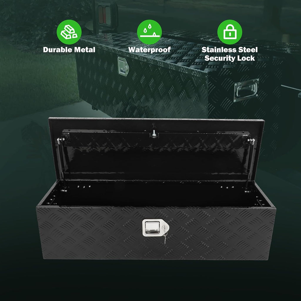 SCITOO 39 Inch Aluminum Heavy Duty Truck Bed Tool Box,Diamond Plate Crossover Storage for Most Full Size Pickups,Lockable Weatherproof Chest,Fits 39' Truck Beds,Easy Access to Load and Unload