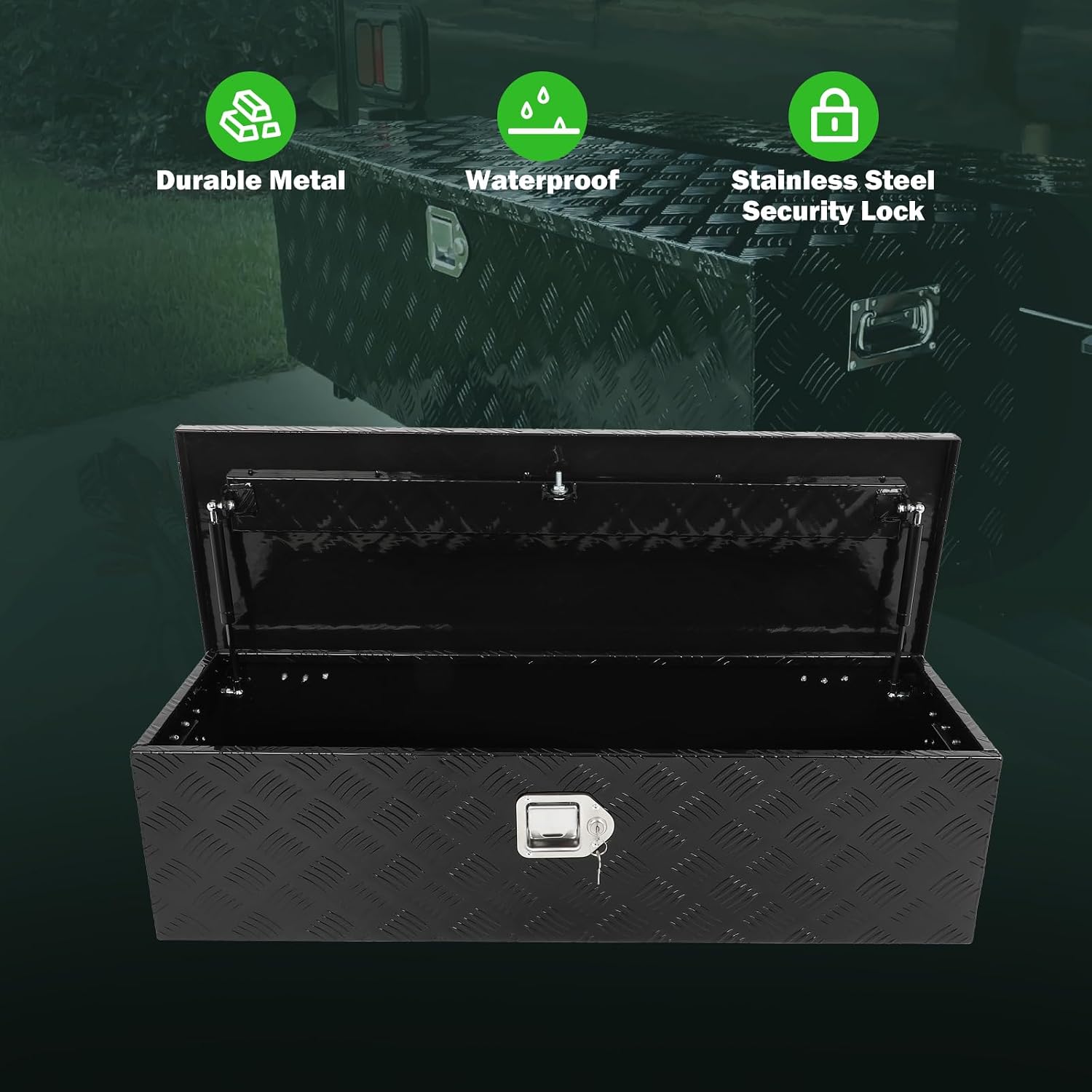 SCITOO 39 Inch Aluminum Heavy Duty Truck Bed Tool Box,Diamond Plate Crossover Storage for Most Full Size Pickups,Lockable Weatherproof Chest,Fits 39' Truck Beds,Easy Access to Load and Unload