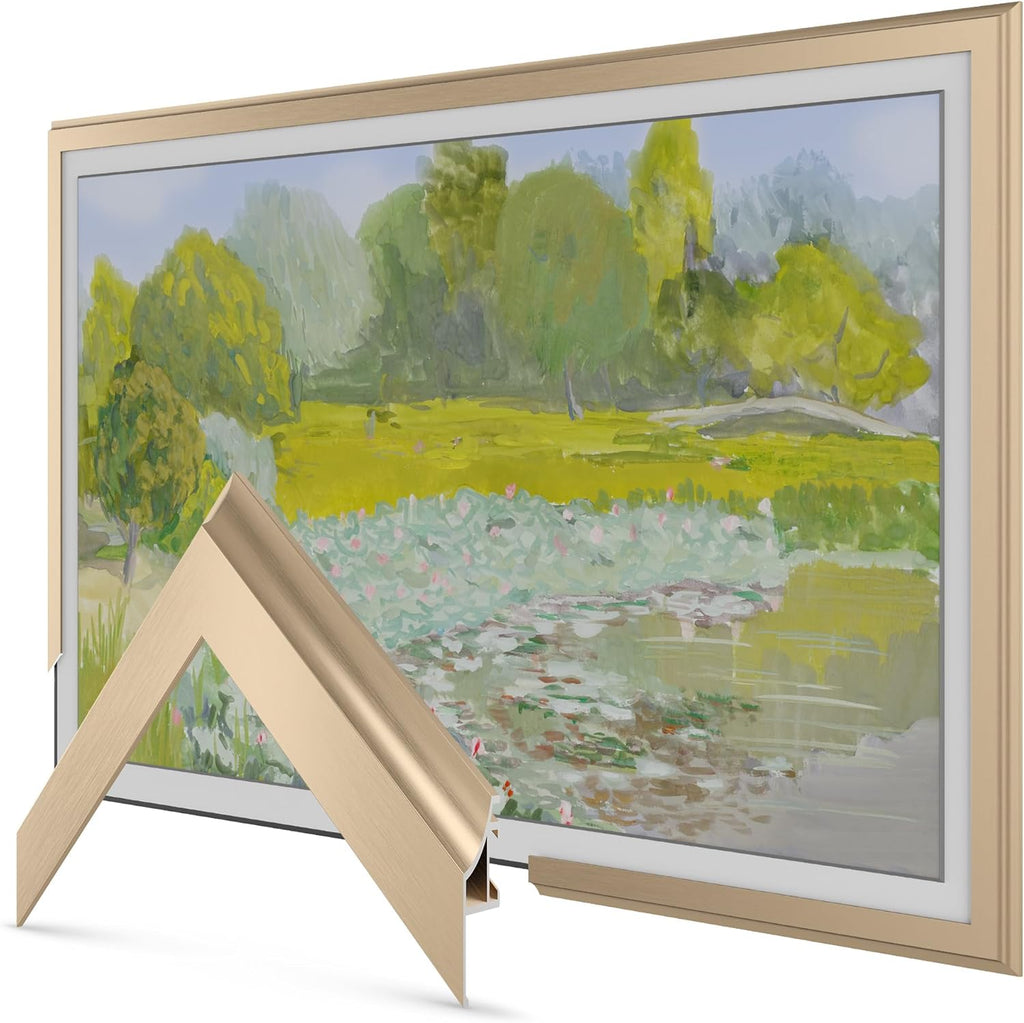 Pale Gold Scoop 65' Alloy Deco TV Frame - Compatible ONLY with Samsung The Frame TV and Pro TVs (Fits 2021-2026, LS03A, LS03B,LS03C,LS03D,LS03FA,LS03FW)