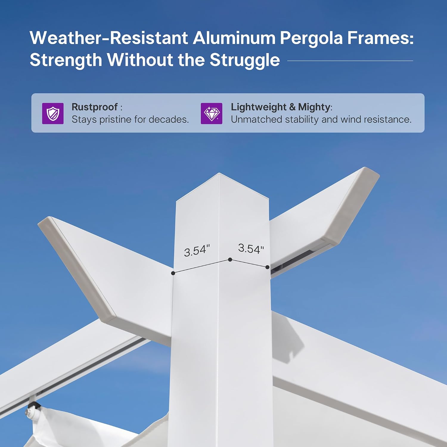 PURPLE LEAF 10' x 10' Aluminum Outdoor Pergola White Wind-Resistant Retractable Pergola with Double Sun Shade Canopy Heavy-Duty Metal Pergola for Patios Backyard Deck Garden, White