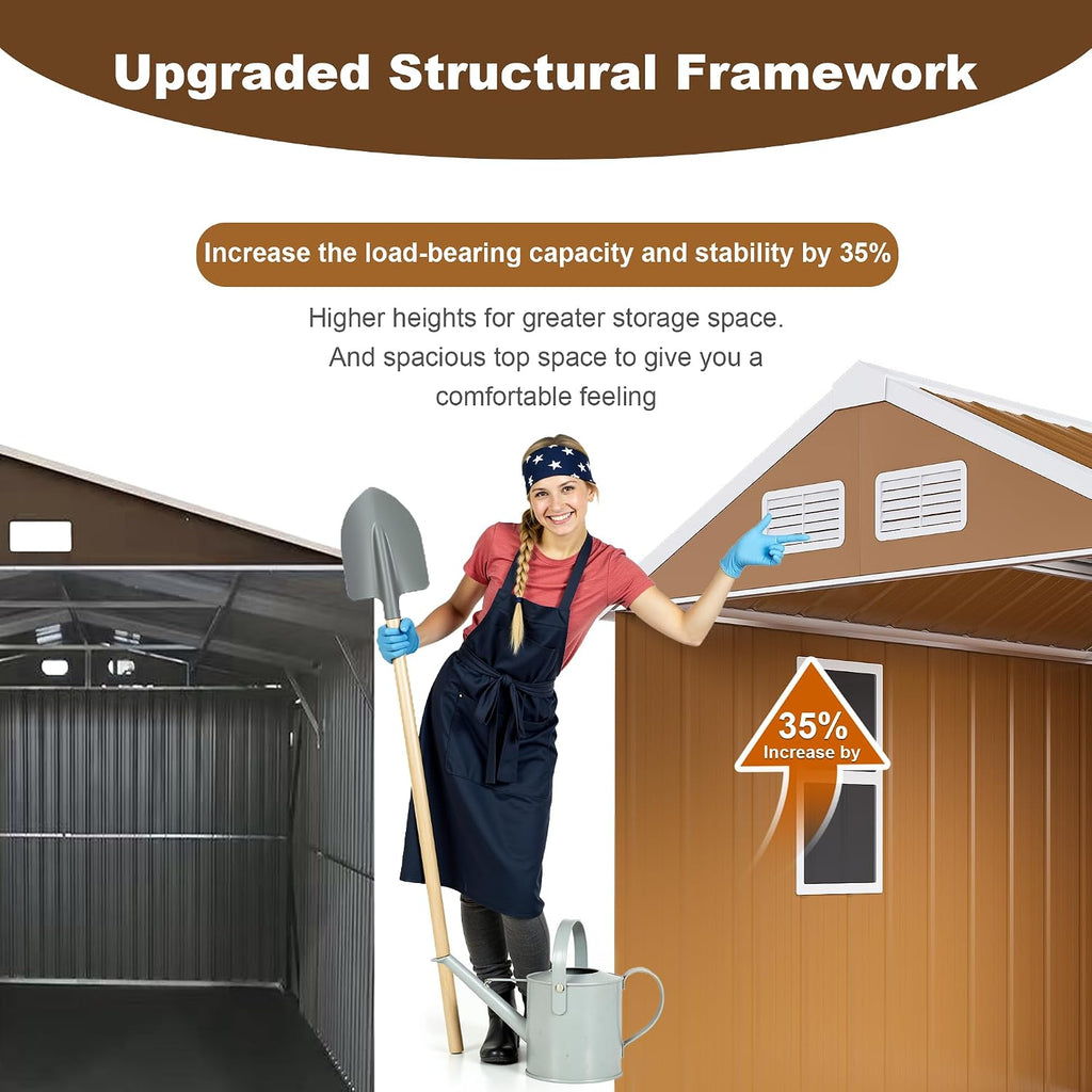 Outdoor Storage Shed, Heavy-Duty Metal Steel Shed with Windows, Lockable Door & Ventilation, Weatherproof Garden Shed for Backyard, Lawn, and Tool Storage (4x6 FT)